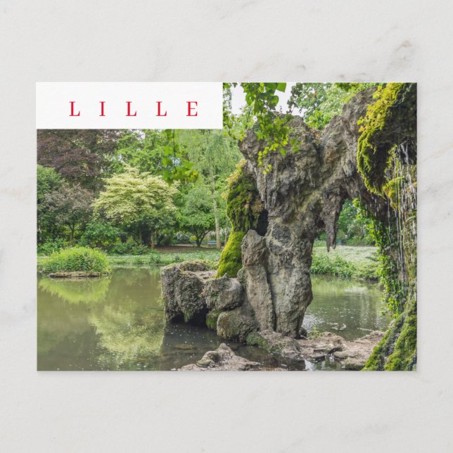 Carte postale Lille Jardin Vauban vue grotte (Devant)