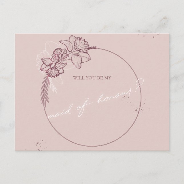 Carte Postale l'illustration de fleurs soit ma servante d'honneu (Devant)