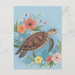 Carte Postale L'illustration d'une tortue de mer