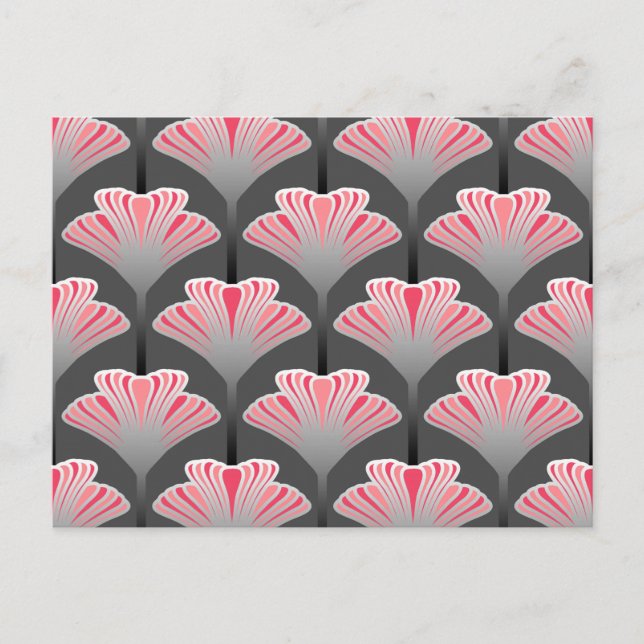 Carte Postale Lily Art déco, gris et rose corail (Devant)