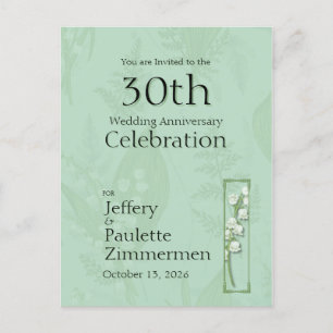 Carte Postale Lily de Vallée avec des fougères Sage vert pers