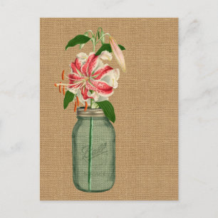 Carte Postale Lily fleur dans un pot Mason