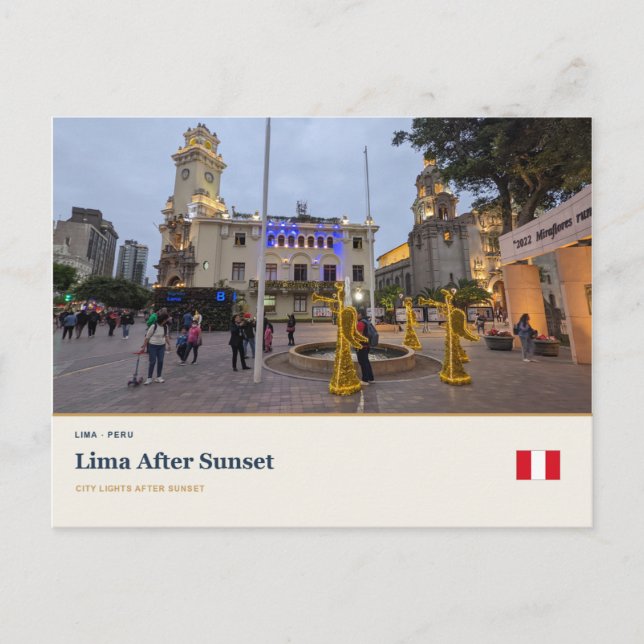 Carte Postale Lima après le coucher du soleil (Devant)