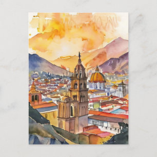 Carte Postale Lima, Pérou, paysage urbain aquarelle