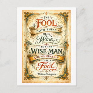 Carte Postale "L'imbécile se croit sage" Shakespeare
