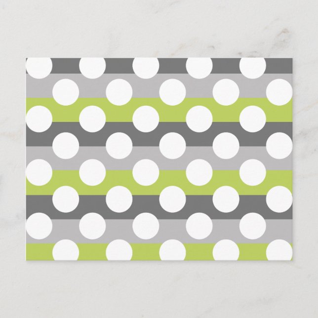 Carte Postale Lime Green Grey Blanc moderne Polka Dot Motif (Devant)