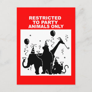 Carte Postale Limité aux animaux de la partie uniquement
