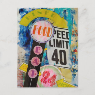 Carte Postale Limite de vitesse est 24 Heures Nourriture collage