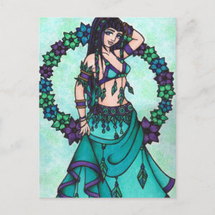 Carte Postale Lina Flower Goddess Belly Dancer Art