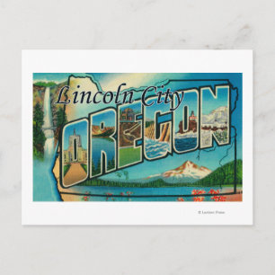 Carte Postale Lincoln City, Oregon - Scènes de grandes lettres
