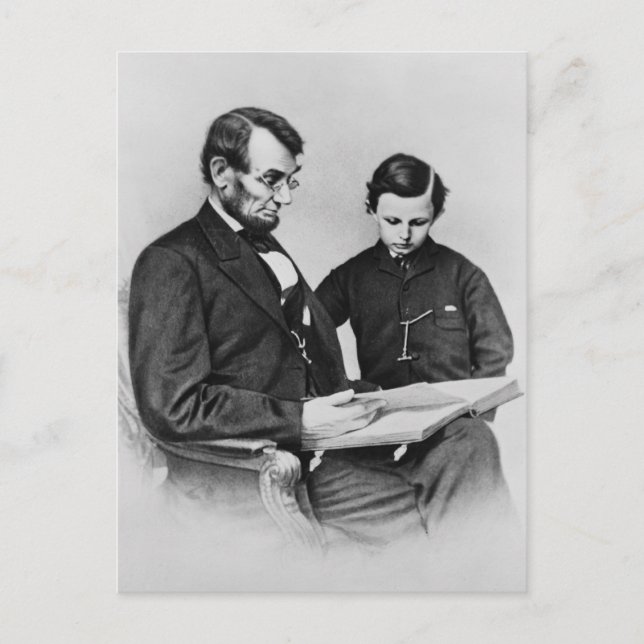 Carte Postale Lincoln Postcard - lecture avec son fils Tad, 1864 (Devant)