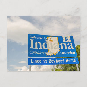 Carte Postale Lincoln's Boyhood Home - Welcome to Indiana Sign