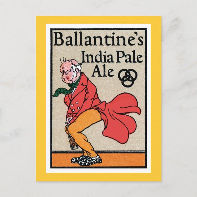 Carte Postale L'Inde pâle Étiquette Vintage de Ballantine (Devant)