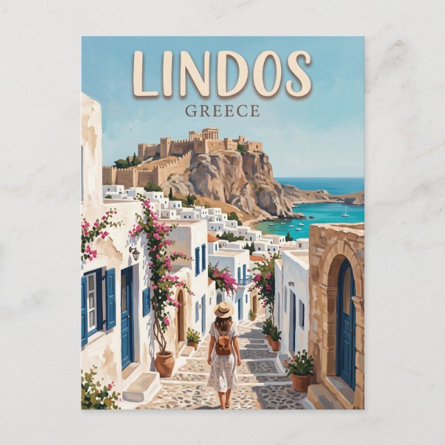 Carte Postale Lindos Grèce (Devant)