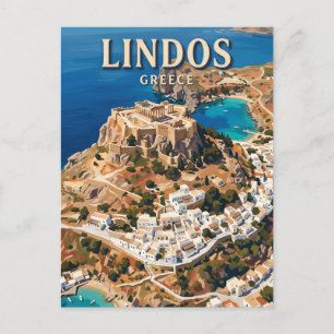 Carte Postale Lindos, Rhodes Grèce