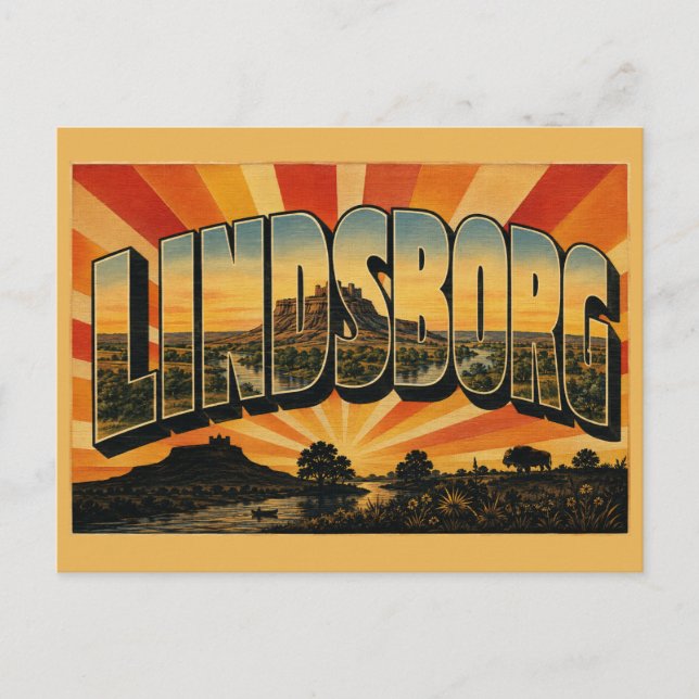 Carte Postale Lindsborg Kansas Grès Butte Prairie Art (Devant)