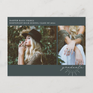 Carte Postale Line Art Emerald Graduation Party Photo