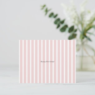 Carte Postale Linear Pink and White Stripes Happy Birthday Card