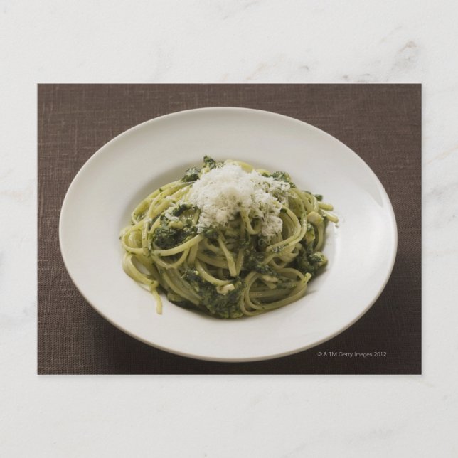Carte Postale Linguine avec pesto et parmesan (Devant)