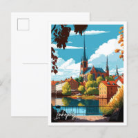 Linkoping Suède Voyage Vintage Illustration