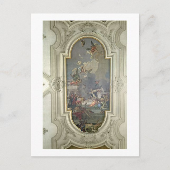 Carte Postale L'Institution du Rosaire par St. Dominique (fresqu (Devant)