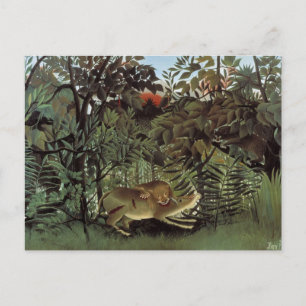 Carte Postale Lion affamé par Henri Rousseau, animal sauvage Vin