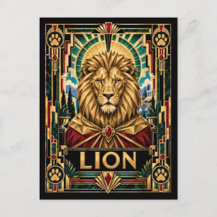 Carte Postale Lion, Art Déco Faune