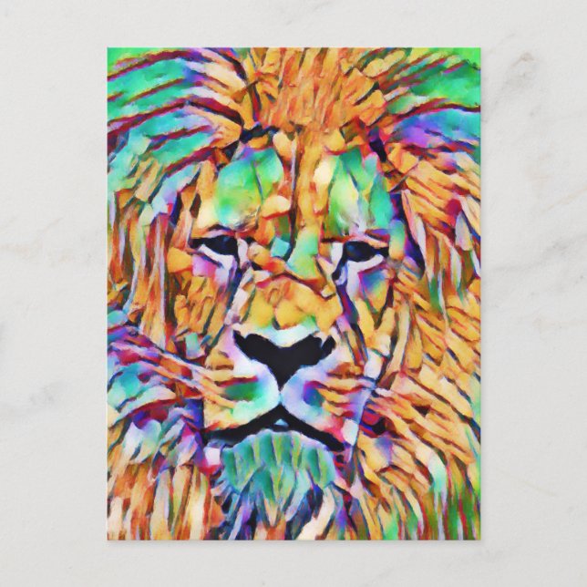 Carte postale Lion - Art Vibrant (Devant)