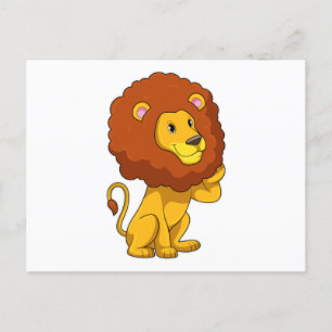 Carte Postale Lion avec boucles