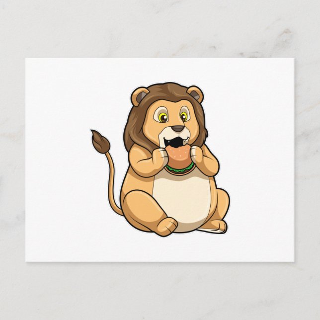 Carte Postale Lion avec Burger (Devant)