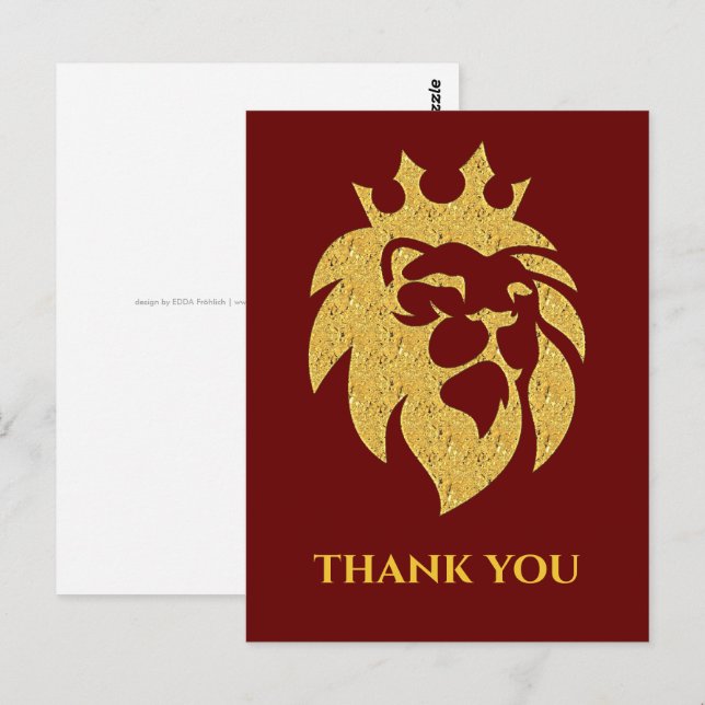 Carte Postale Lion Avec Couronne - Style Or 1 (Devant / Derrière)