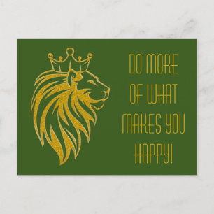 Carte Postale Lion Avec Couronne - Style Or 2