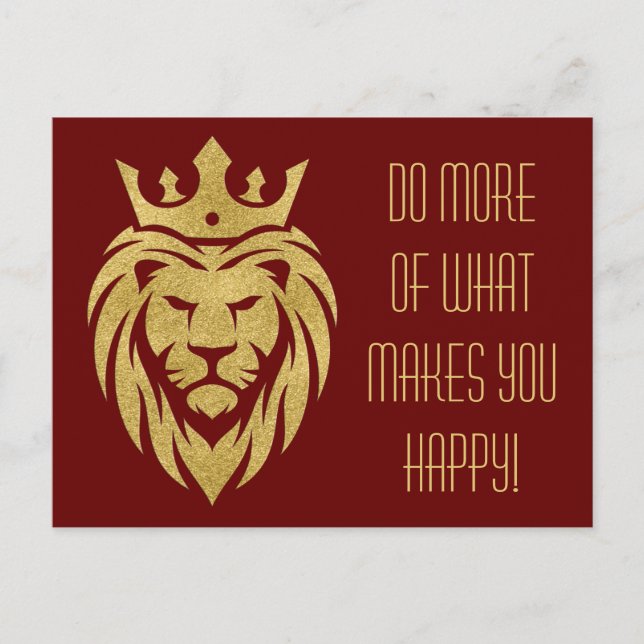 Carte Postale Lion Avec Couronne - Style Or 3 (Devant)