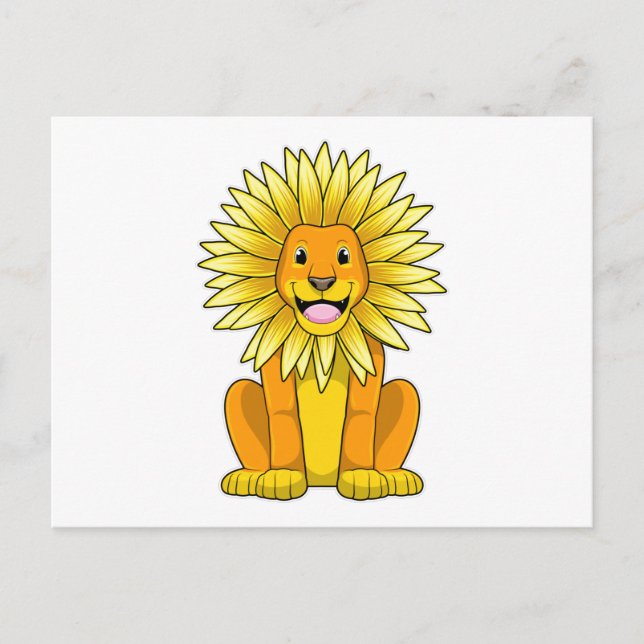 Carte Postale Lion avec Fleur de tournesol (Devant)
