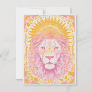 Carte Postale Lion céleste rose et orange
