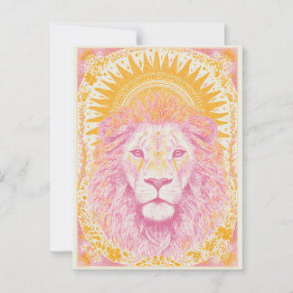 Carte Postale Lion céleste rose et orange