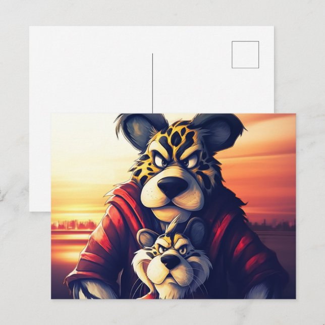 Carte Postale Lion Cute (Devant / Derrière)