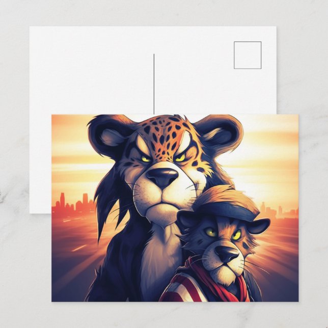 Carte Postale Lion Cute (Devant / Derrière)