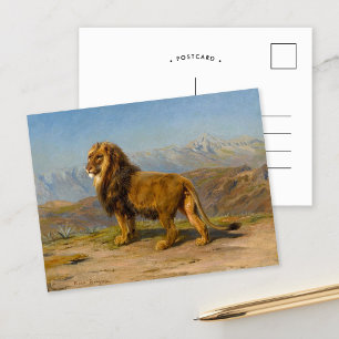 Carte Postale Lion dans un paysage montagneux   Rosa Bonheur
