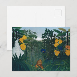 Carte Postale Lion de la jungle de Henri Rousseau, Art célèbre
