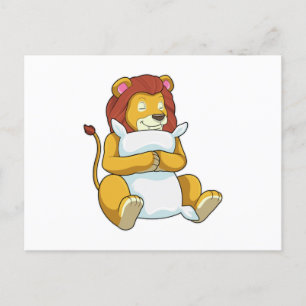 Carte Postale Lion dormant avec oreiller