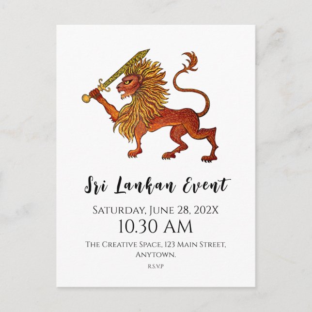 Carte Postale Lion Drapeau Sri Lanka (Devant)