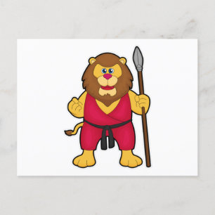 Carte Postale Lion en guerrier avec lance