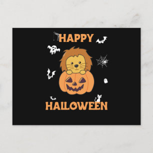 Carte Postale Lion En Lions Doux Citrouilles Joyeux Halloween