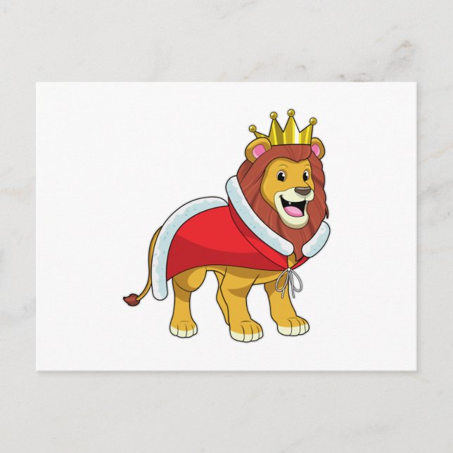 Carte Postale Lion en roi avec couronne et cape (Devant)