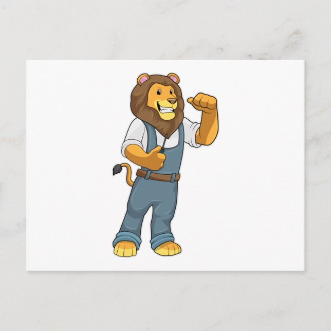 Carte Postale Lion en tant que bricoleur tournevis (Devant)