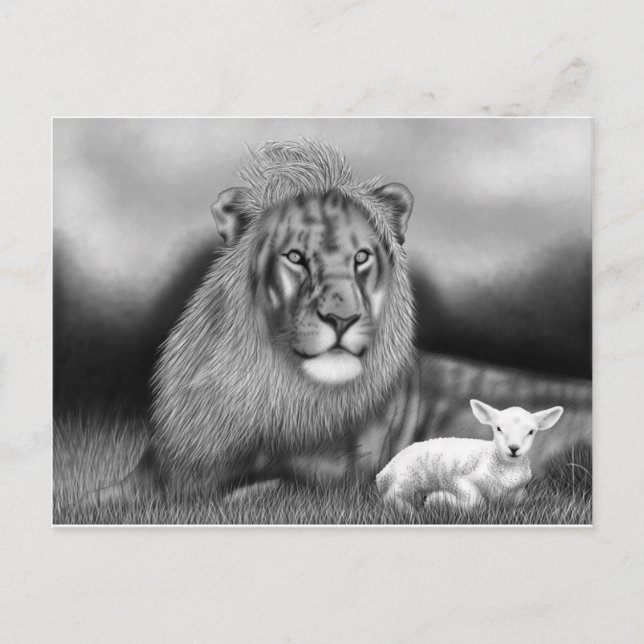 Carte Postale Lion et agneau (Devant)