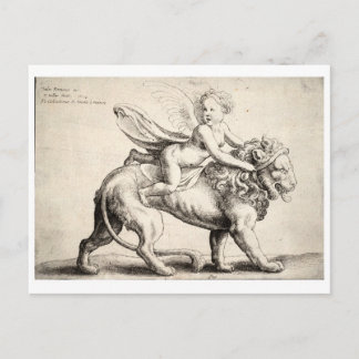 Carte Postale lion et cherub