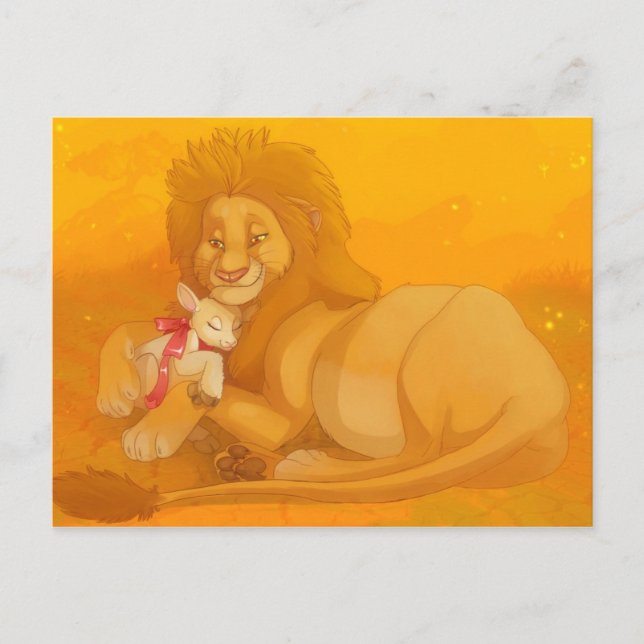 Carte postale Lion et l'Agneau (Devant)