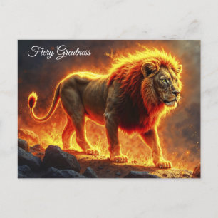 Carte Postale Lion feu de majesté sauvage puissant prédateur de 